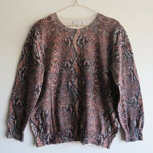 Joie Snake Skin Motif ¾”Long Sleeves Women’s Knit Top Sweater L